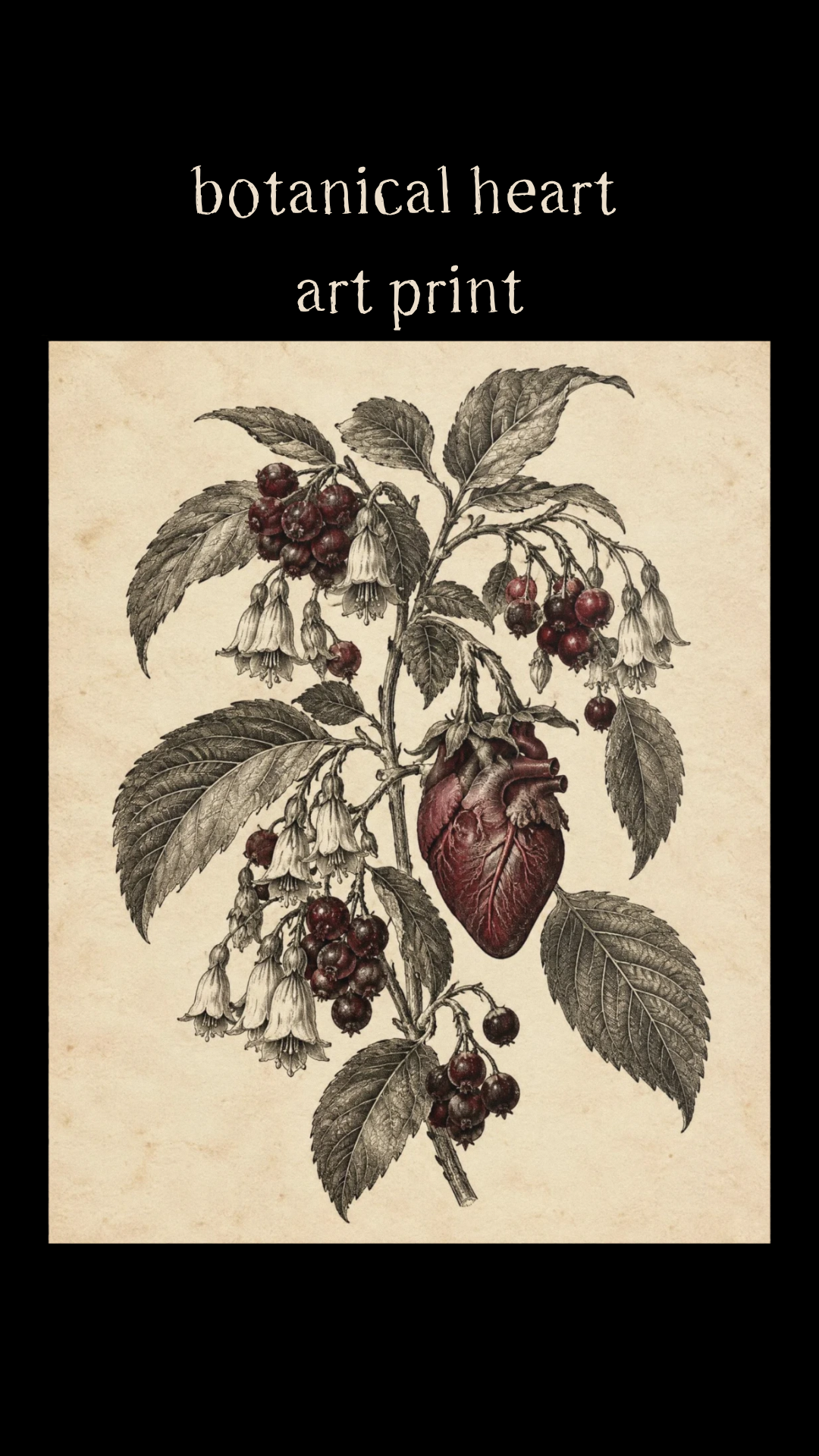 botanical heart art print