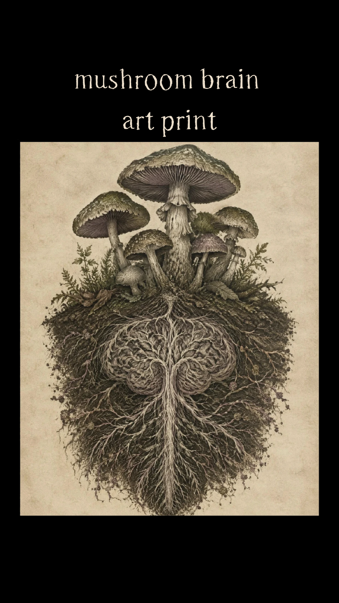mushroom brain art print