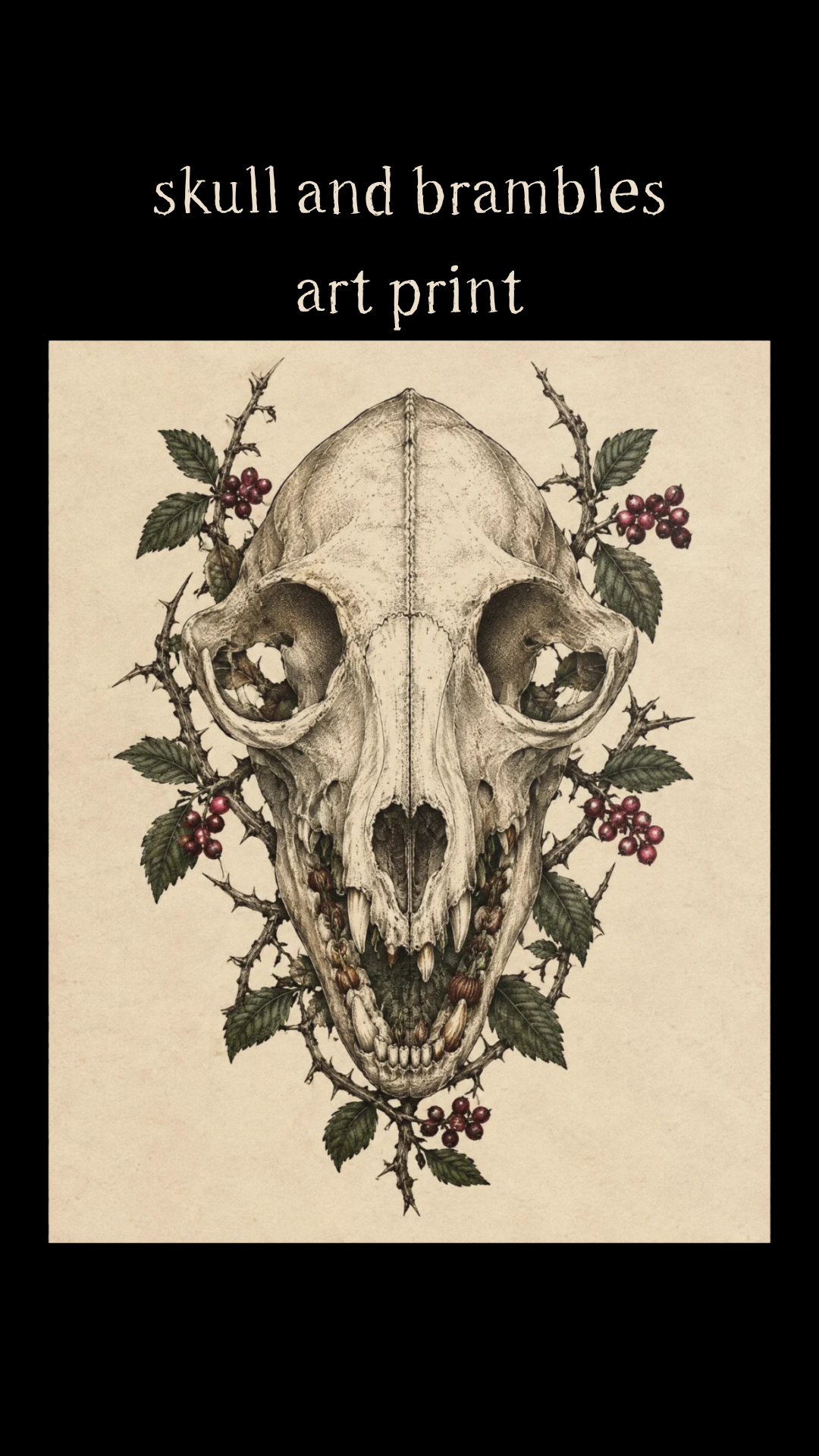 skull and brambles art print